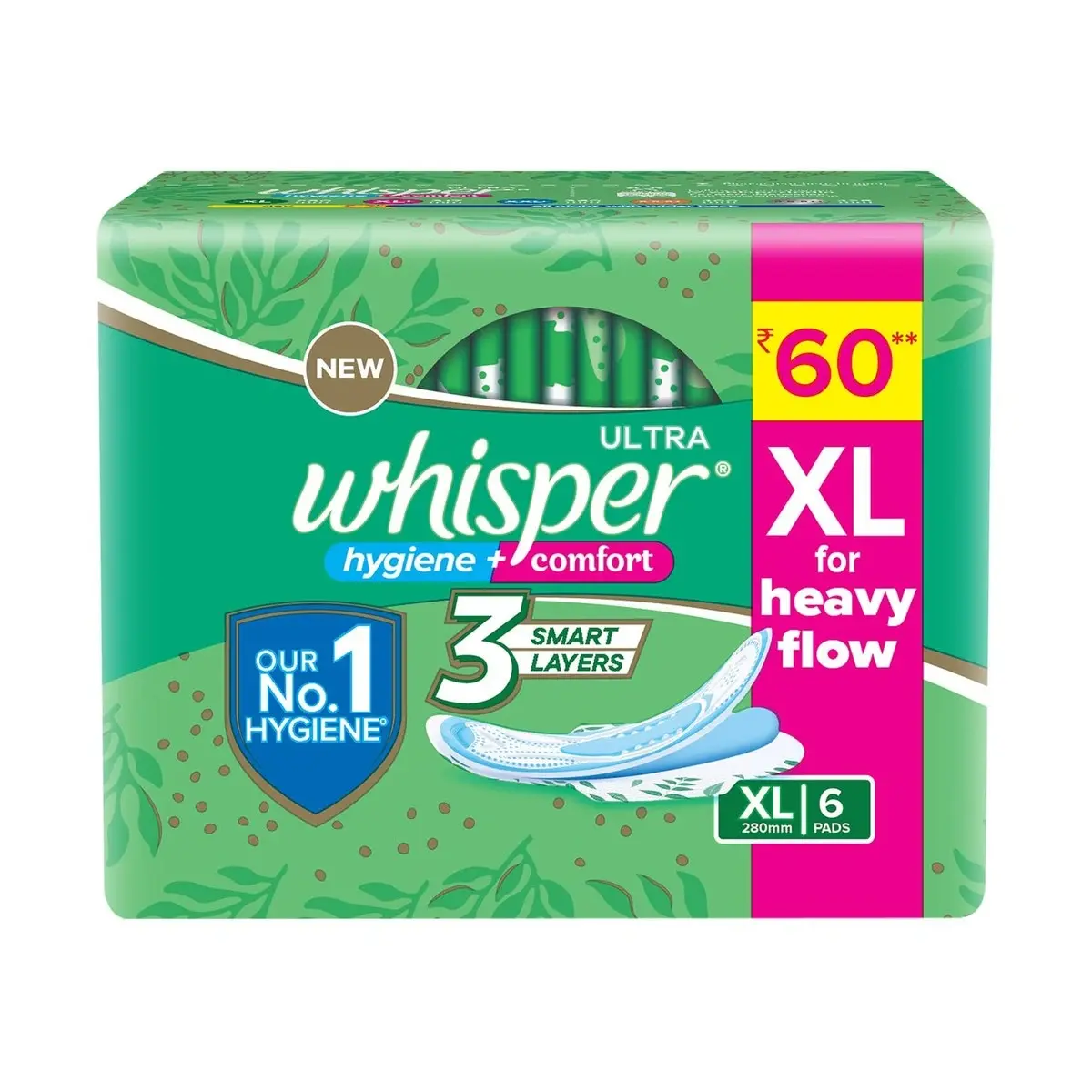 Whisper Sanitary Pad Green